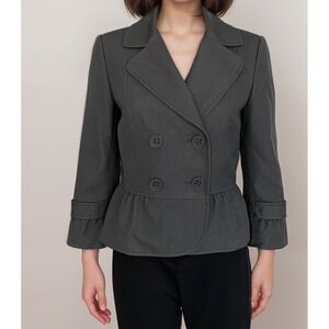 2/$30 Tahari Blazer Women Sz 4 Gray Peplum Feminine‎ Work Office Smart Unique